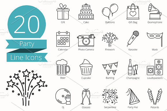 20 Party Line Icons