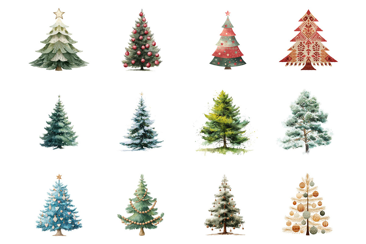 Christmas Nordic Tree Clipart PNG, a Seasonal Illustration by fashionaddict (Photo 2 of 4)