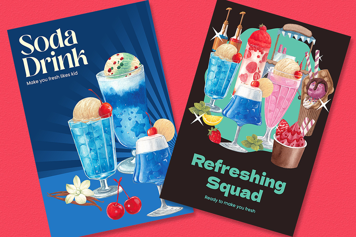 Ice cream Flavors & Soda Drink, a Food Illustration by CreativeValuation (Photo 3 of 13)