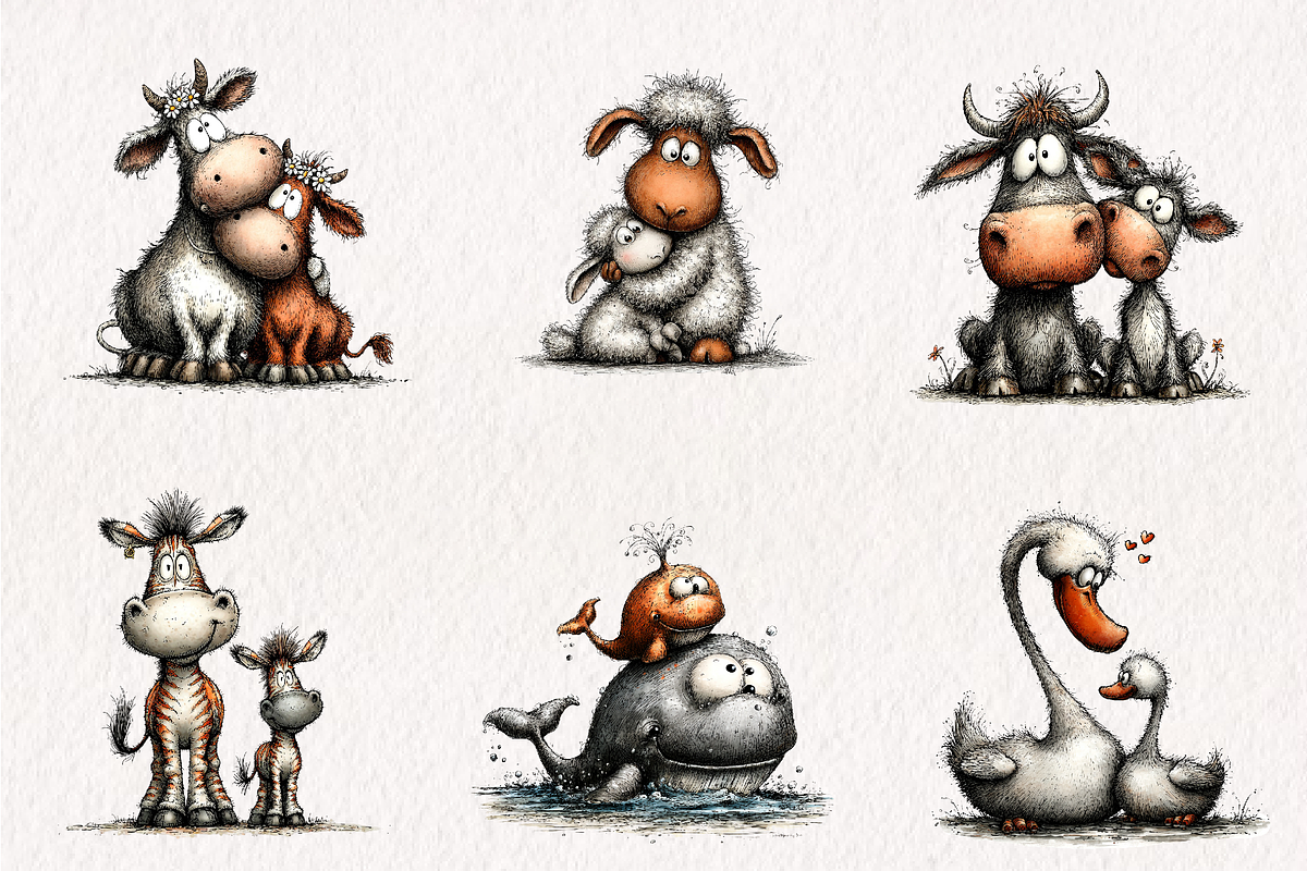 Mom Baby Animals Clipart PNG Set, an Illustration by CreationArt (Photo 2 of 7)