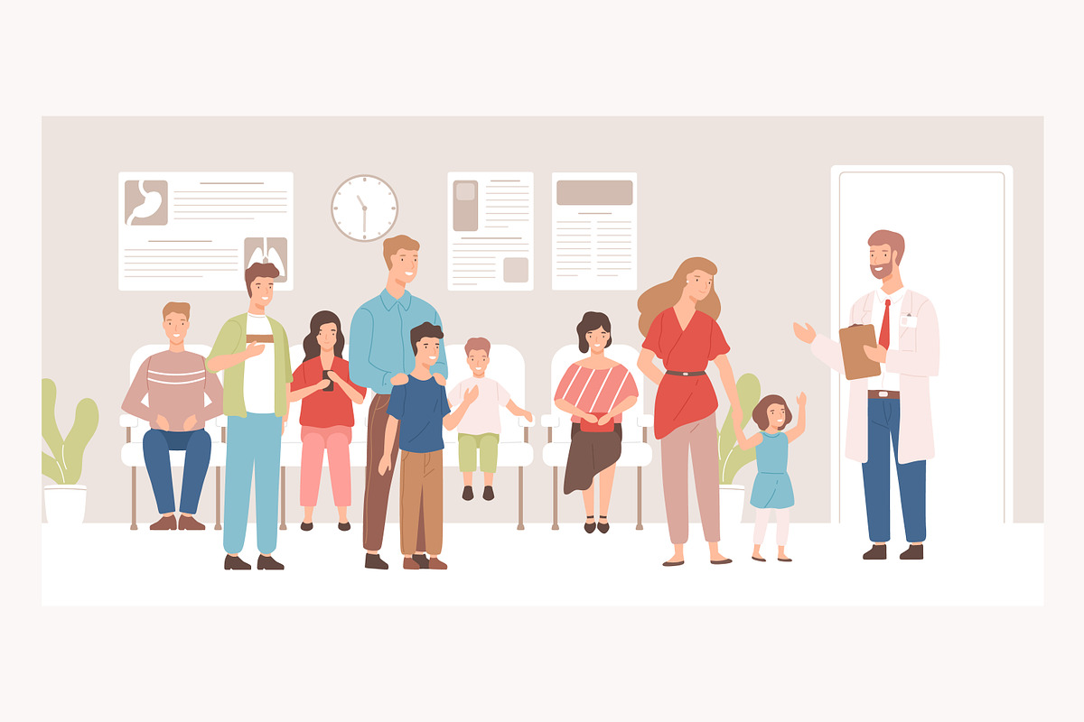 People in doctor waiting room, a Healthcare Illustration by Good Studio (Photo 3 of 4)