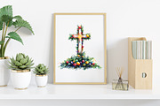 Christmas Cross With Lights Clipart, an Illustration by Canvas Craft (Thumbnail 5 of 7)