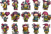 Valentine's Gnome with Flowers, an Illustration by Designking (Thumbnail 3 of 5)