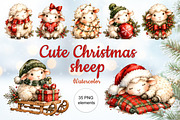 Watercolor Christmas sheep PNG, a Decorative Illustration by dashtik (Thumbnail 1 of 8)