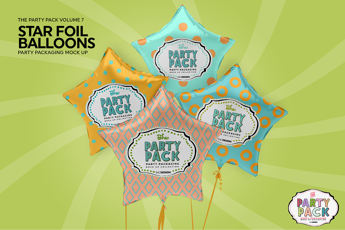 Star Foil Balloons Mockup, a Packaging Mockup by INCDesign (Photo 5 of 7)