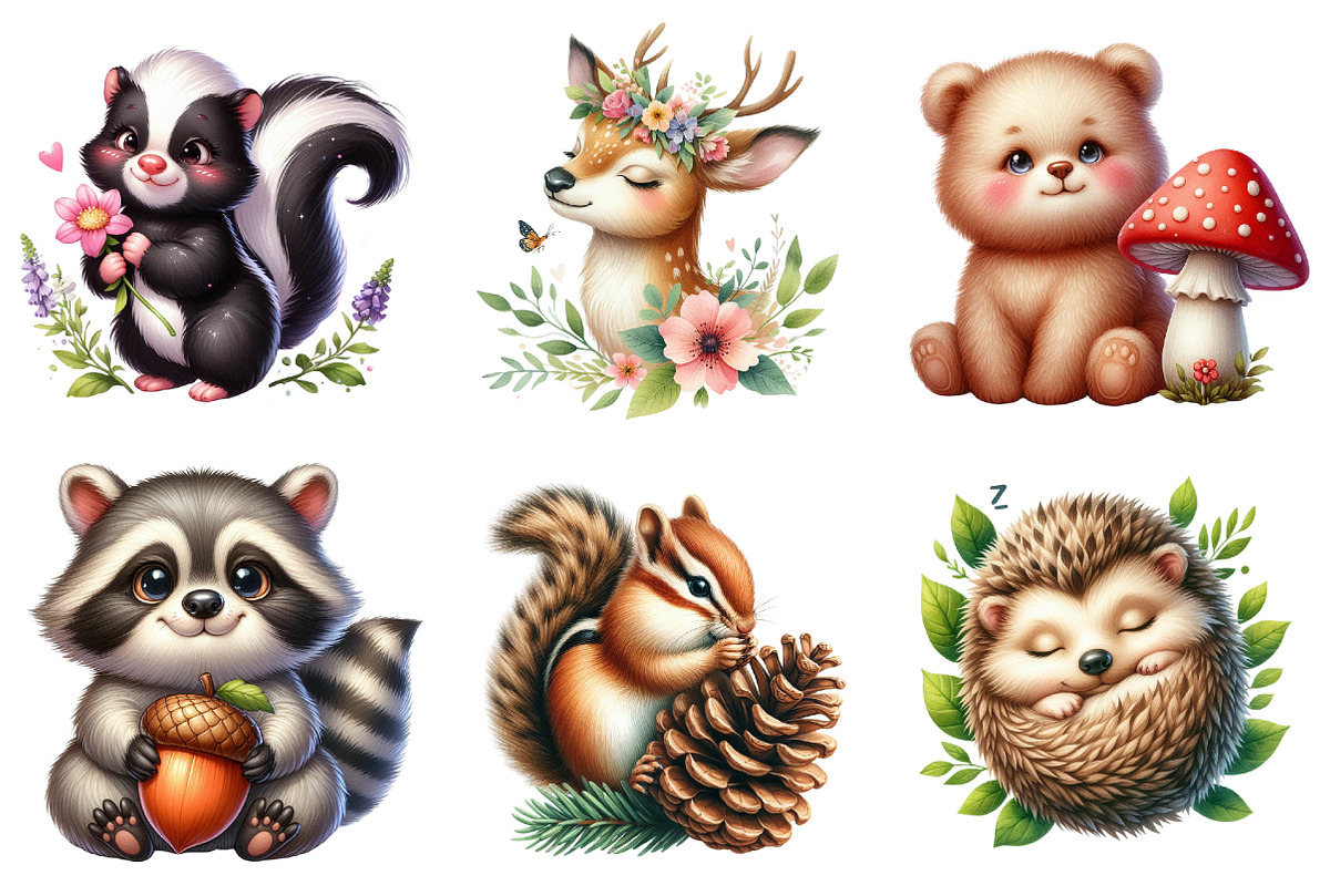 Baby Safari Png, Animals Clipart, an Illustration by Watercolor design (Photo 2 of 4)