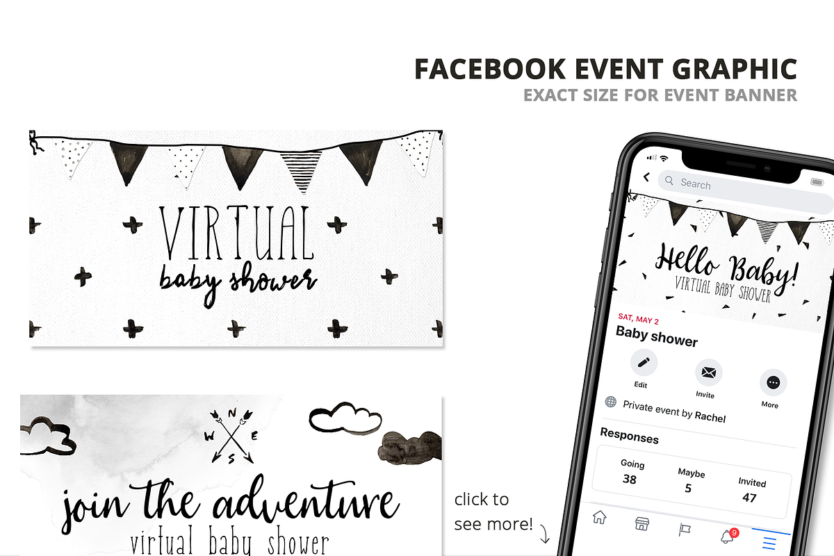 Virtual Shower Kit - Black & White, an Invitation Template by plaidGecko (Photo 2 of 5)