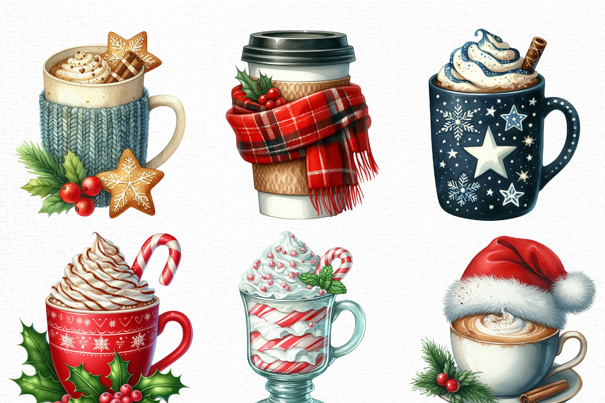 Christmas Coffee Cup Clipart, an Illustration by Craft Nest (Photo 3 of 6)