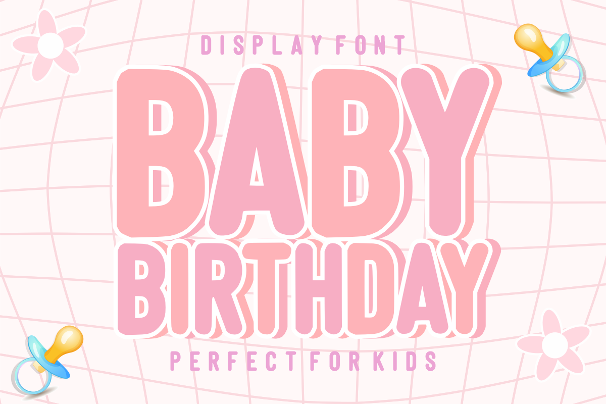 Baby Birthday - Display Font, a Sans Serif Font by KiddoGlyphs Studio (Photo 1 of 5)