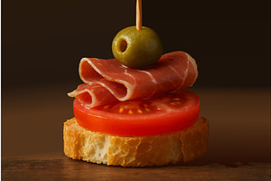 Gourmet Tapas with Prosciutto, a Food Illustration by AlexArt