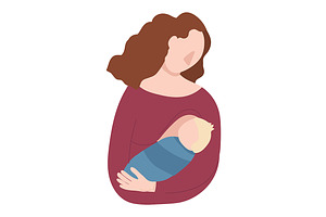 Cartoon Breastfeeding Baby . Vector