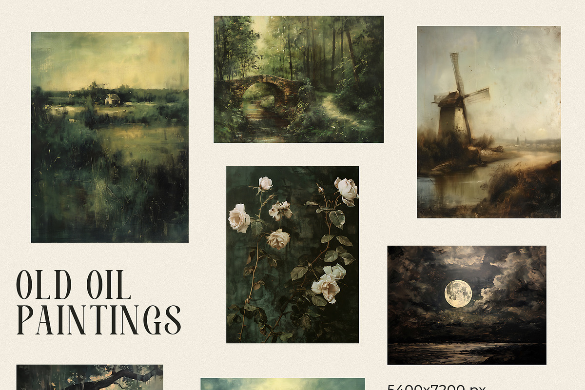 Old oil paintings - Vintage art, a Background Graphic by Pamyatka Shop (Photo 2 of 8)