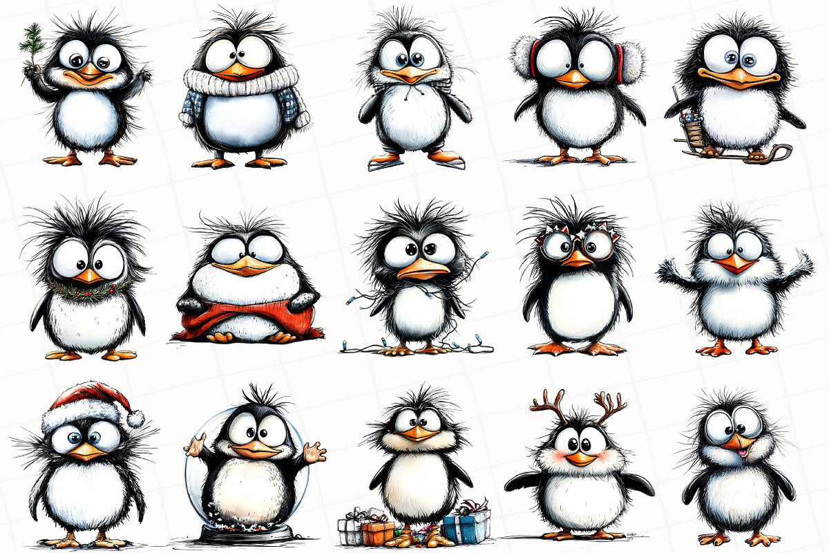Quirky Christmas Penguin Clipart, an Illustration by OK Design (Photo 4 of 6)