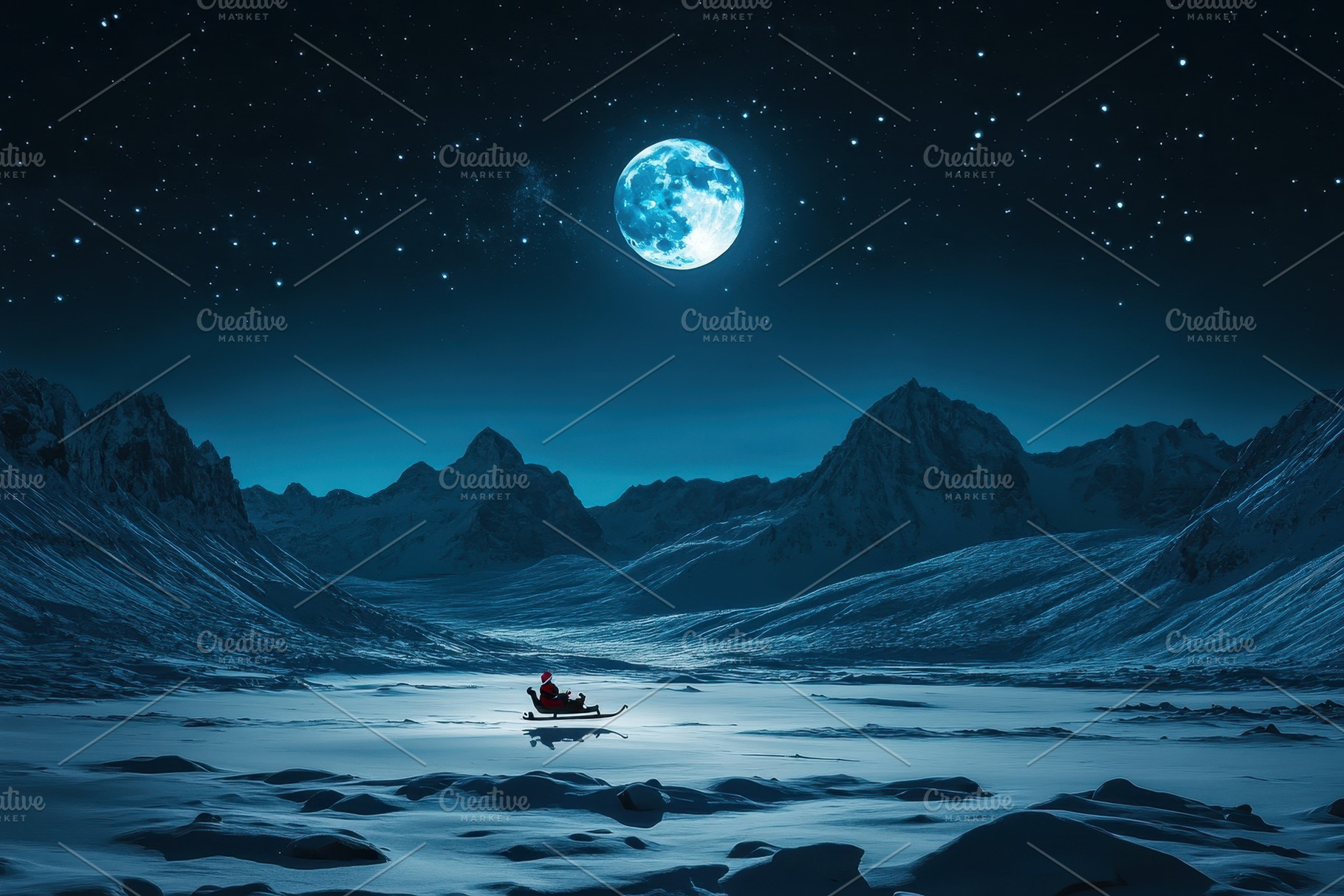 Santa flying across the North Pole, a Photo by Pavel_design