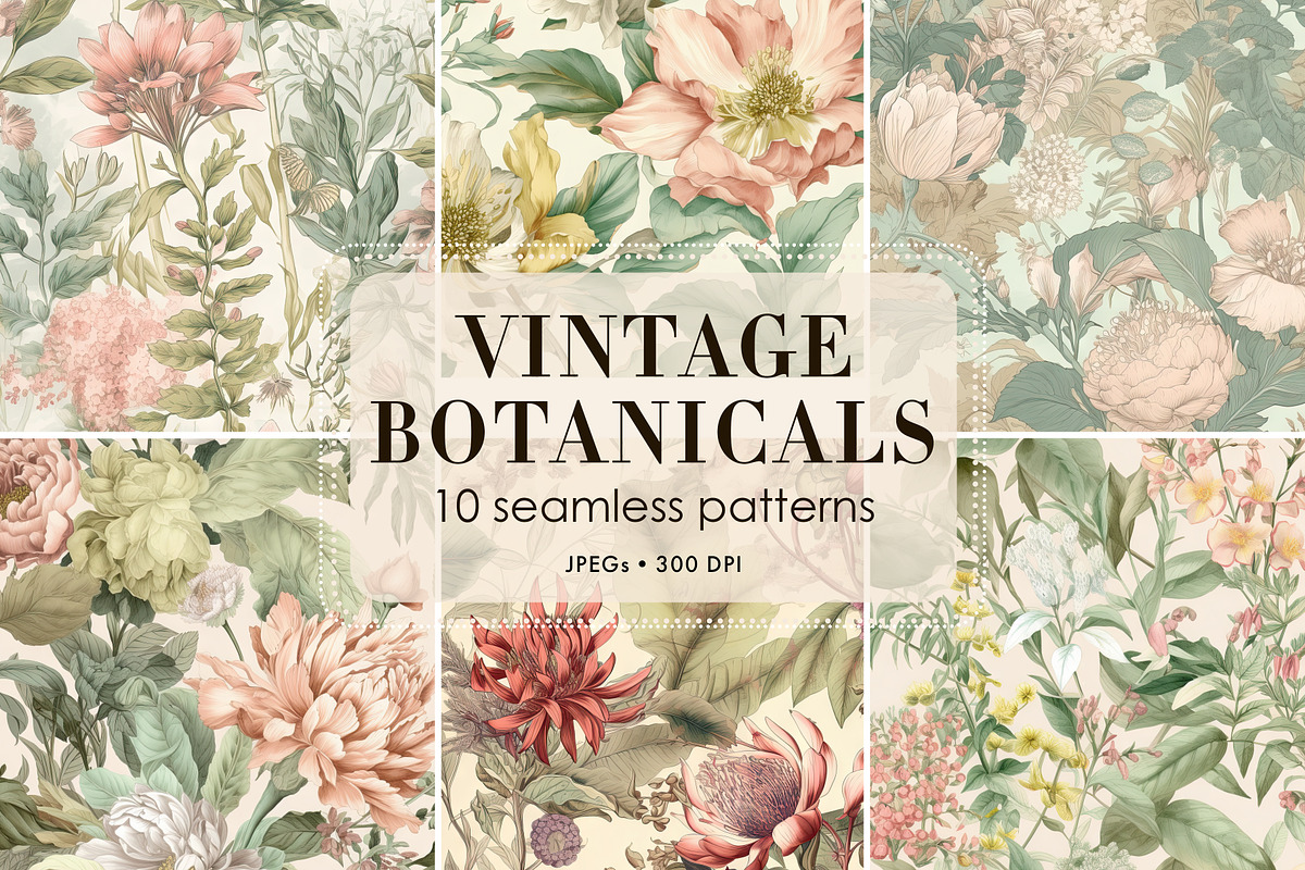 Vintage Botanical Set, a Pattern Graphic by Ninterints (Photo 1 of 13)
