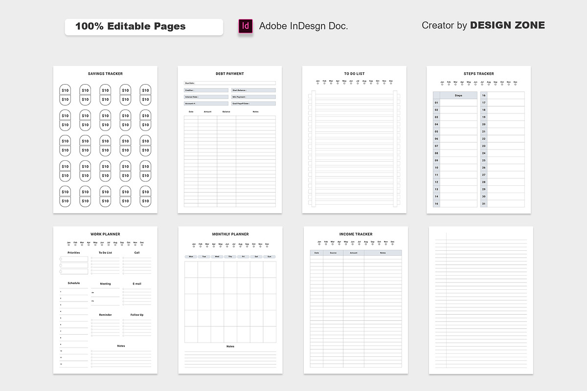 Ultimate Planner Bundle Pack Vol.56, a Stationery Template by Design Zone