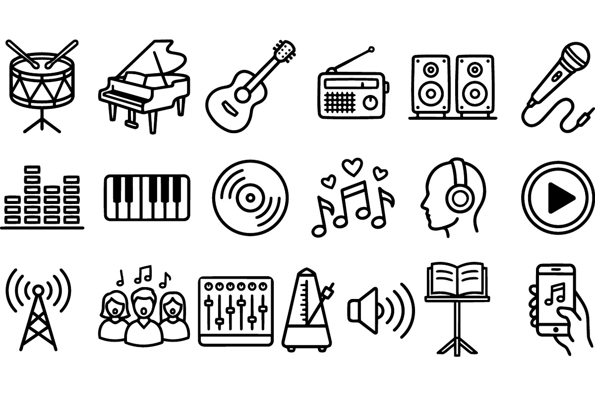 Minimalist Music Icon Set, an Illustration by designvectx (Photo 3 of 3)