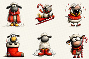 Funny Christmas Sheep Clipart, an Illustration by DreamCafeArt (Thumbnail 3 of 8)