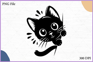 Black Cat Peeking Silhouette Clipart, an Animal Illustration by Gfx Expert Team