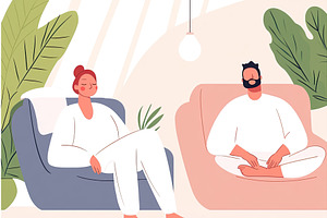 People unwind in a serene cabin, a Technology Illustration by Lermont51