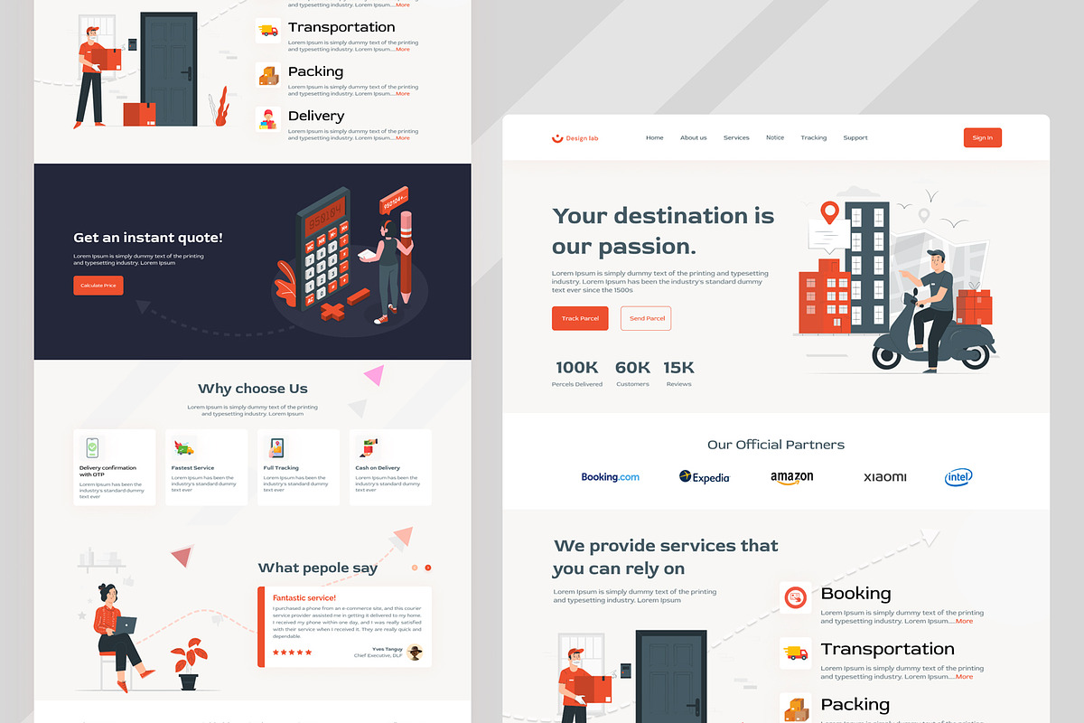 Courier Service landing page, a Landing Page Template by Design Lab (Photo 2 of 2)