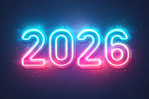 Neon glowing 2026 numbers, a Background Photo by AlyaAnd