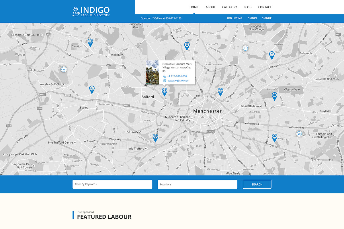 Indigo Labour Directory PSD Template, a Websites & App Template by mine-tech (Photo 3 of 17)