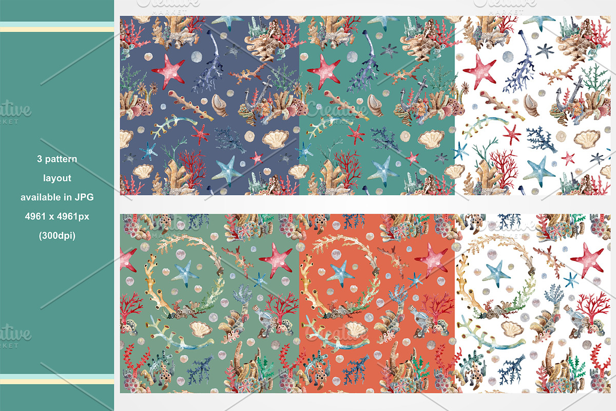 Coral Reefs watercolour set, a Pattern Graphic by Soir Creative (Photo 3 of 3)