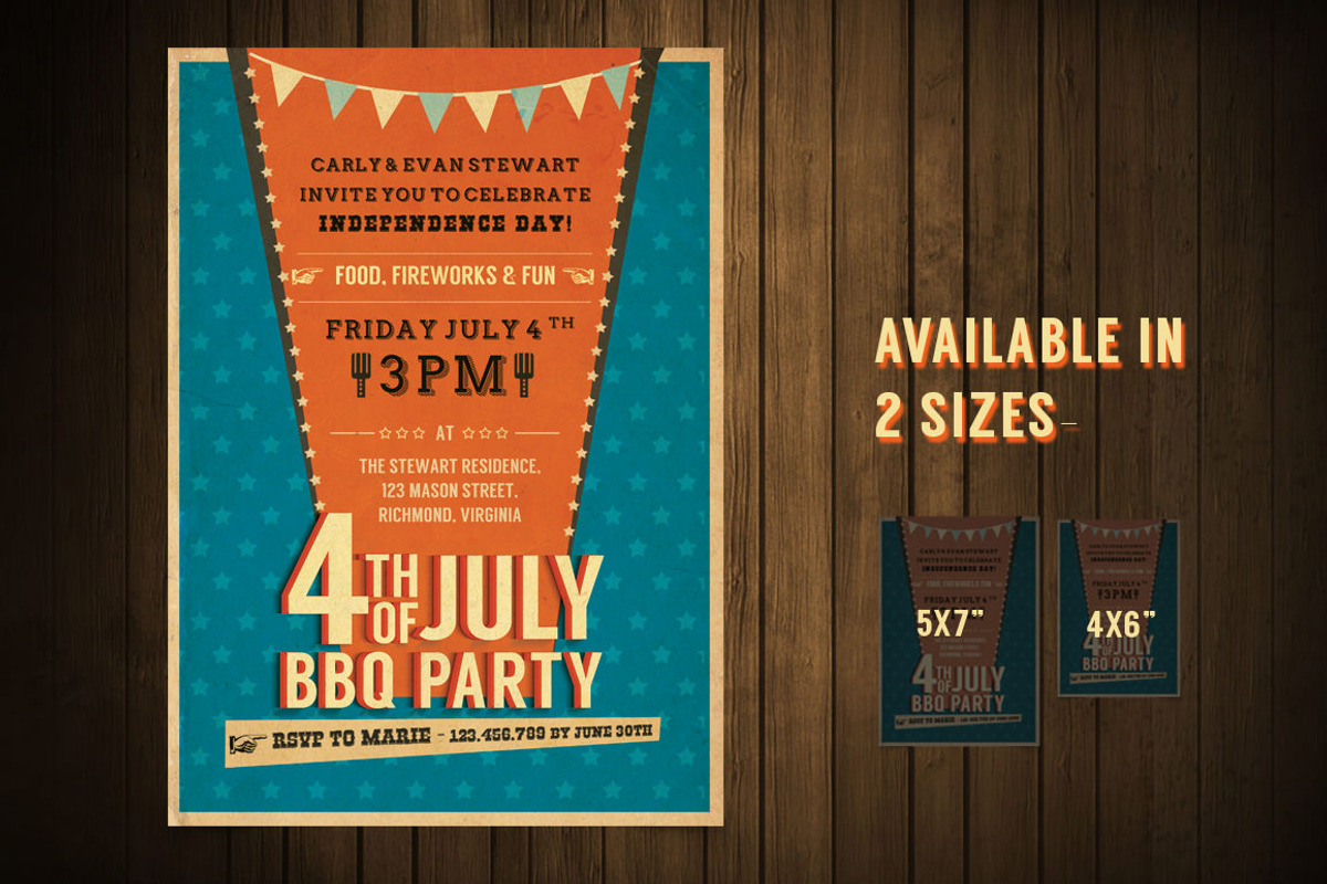 Retro BBQ Invitation Flyer, an Invitation Template by pallabip (Photo 4 of 5)