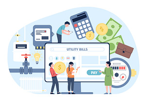 Utility bills. Online payment of, a Technology Illustration by LadadikArt