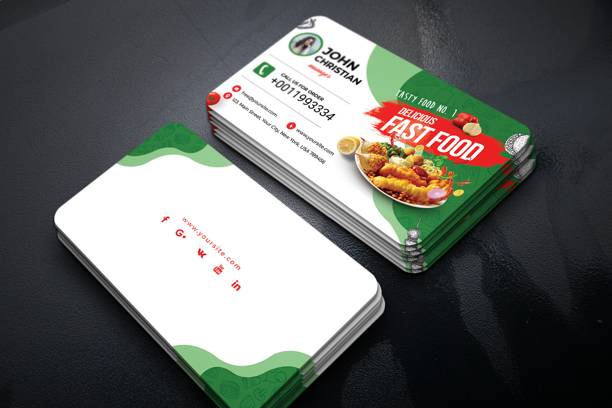 Restaurant Business Card Template, a Business Card Template by GreenPixi (Photo 1 of 3)