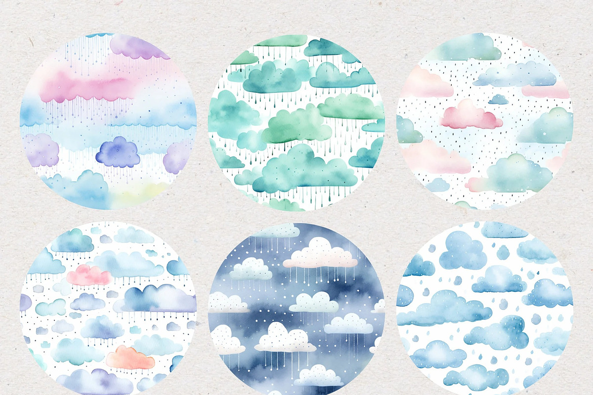 Pastel Watercolour Rain Cloud Paper, a Pattern Graphic by Natural Planners (Photo 3 of 3)