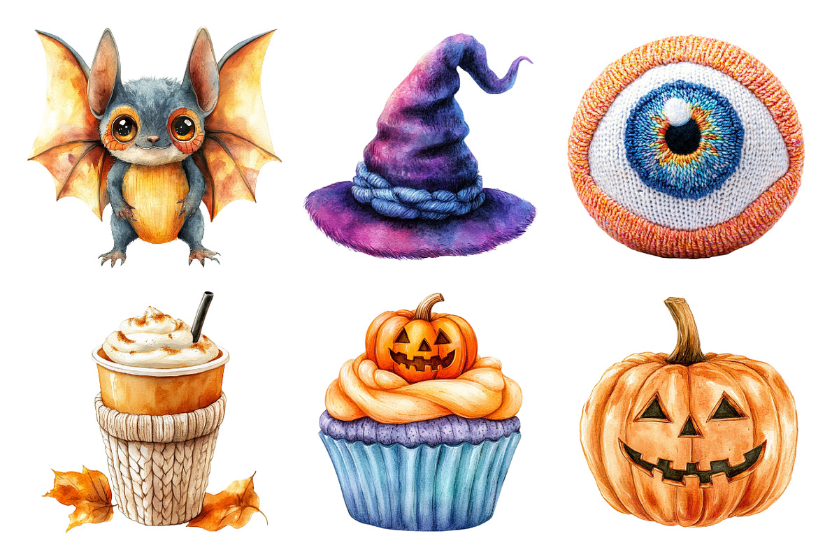 Watercolor Vintage Knitted Halloween, an Illustration by Daily.Designs (Photo 5 of 5)