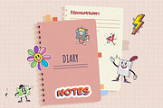 Trendy Cartoon Illustration Set, an Illustration by Helospace (Thumbnail 4 of 10)
