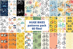60 Bike Bikes Seamless Patterns