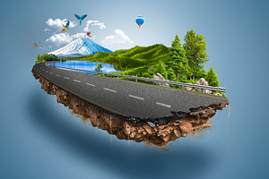 Green highway road isolated