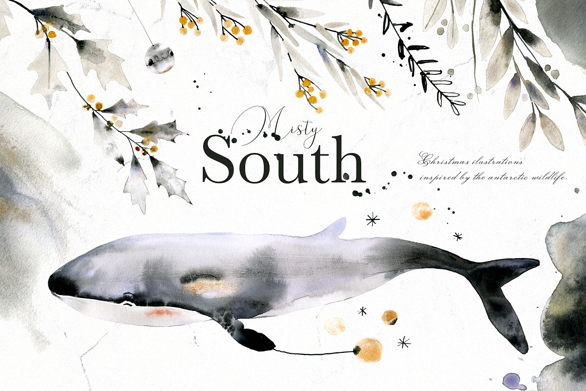 Vague Christmas Watercolor & Ink Set, an Animal Illustration by Bibela (Photo 2 of 14)