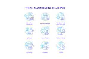 Trend management icons set, a Templates & Theme by IMG Visuals