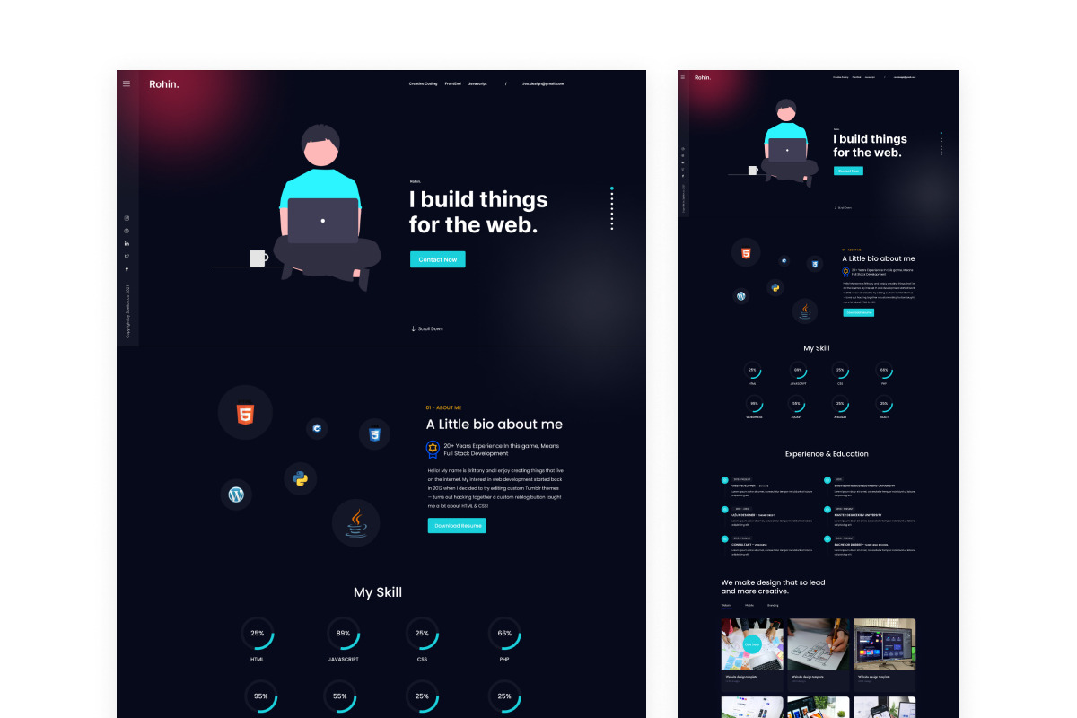 2 in 1 Portfolio Website Design, an UI Kit Template by ArtGalaxy (Photo 4 of 8)