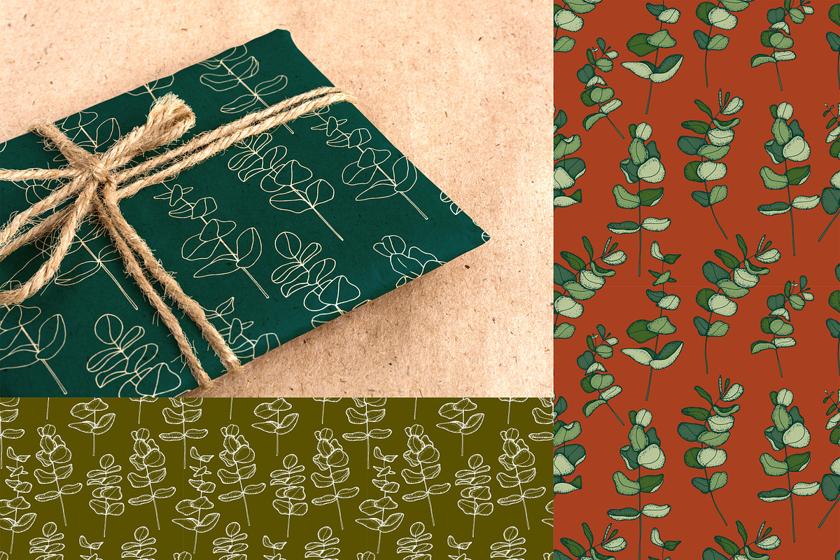 Eucalyptus Digital Paper Pack, a Pattern Graphic by Hand drawn Boutique (Photo 7 of 9)