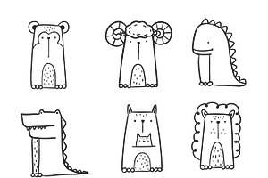 Abstract Animals Outlines Set 1