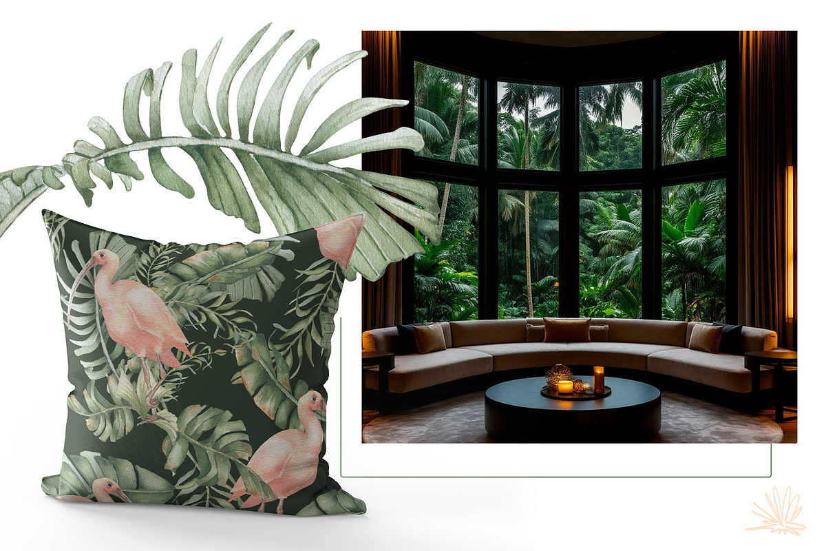Tropical leaves and birds watercolor, an Illustration by Kate Lanbina (Photo 17 of 19)