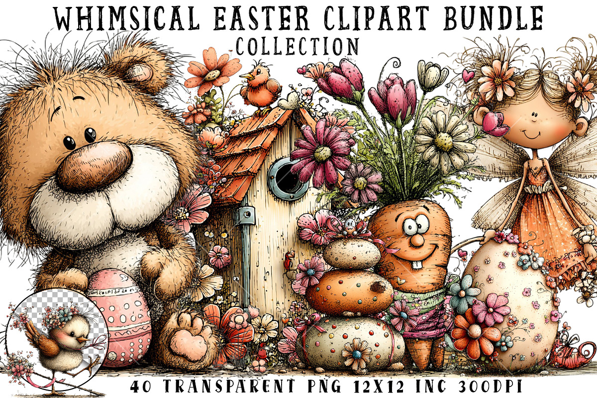 Whimsical Easter Clipart Bundle, an Illustration by OK Design (Photo 1 of 6)