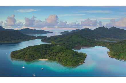 Sailboats anchoring near tropical, a Nature Photo by Goinyk