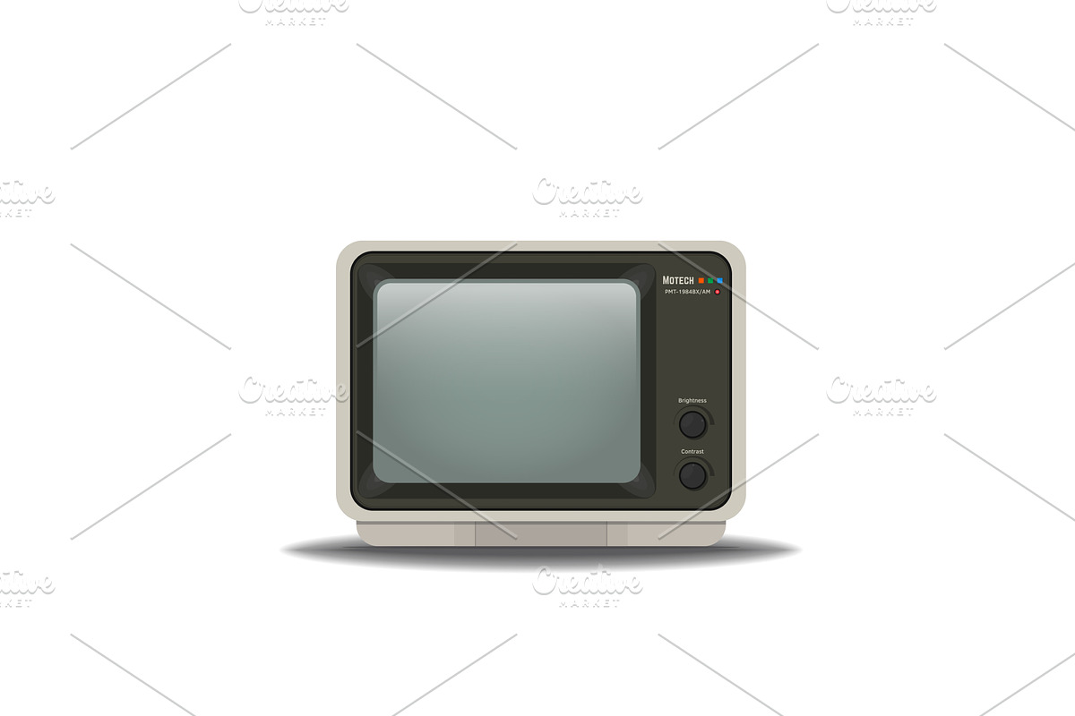 Retro 80-s amber monitor, a Technology Illustration by SkyVectors