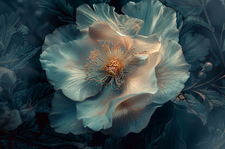 A delicate blue flower stands out ag, a Photo by Iftikhar Alam