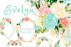 Pink mint floral clipart, an Illustration by heyiamalice