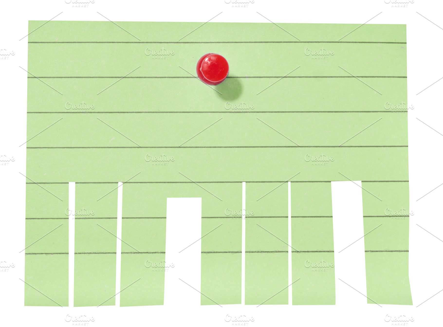 Sheet of green lined paper attached with red pushpin on an isola, a Background Photo by ndanko