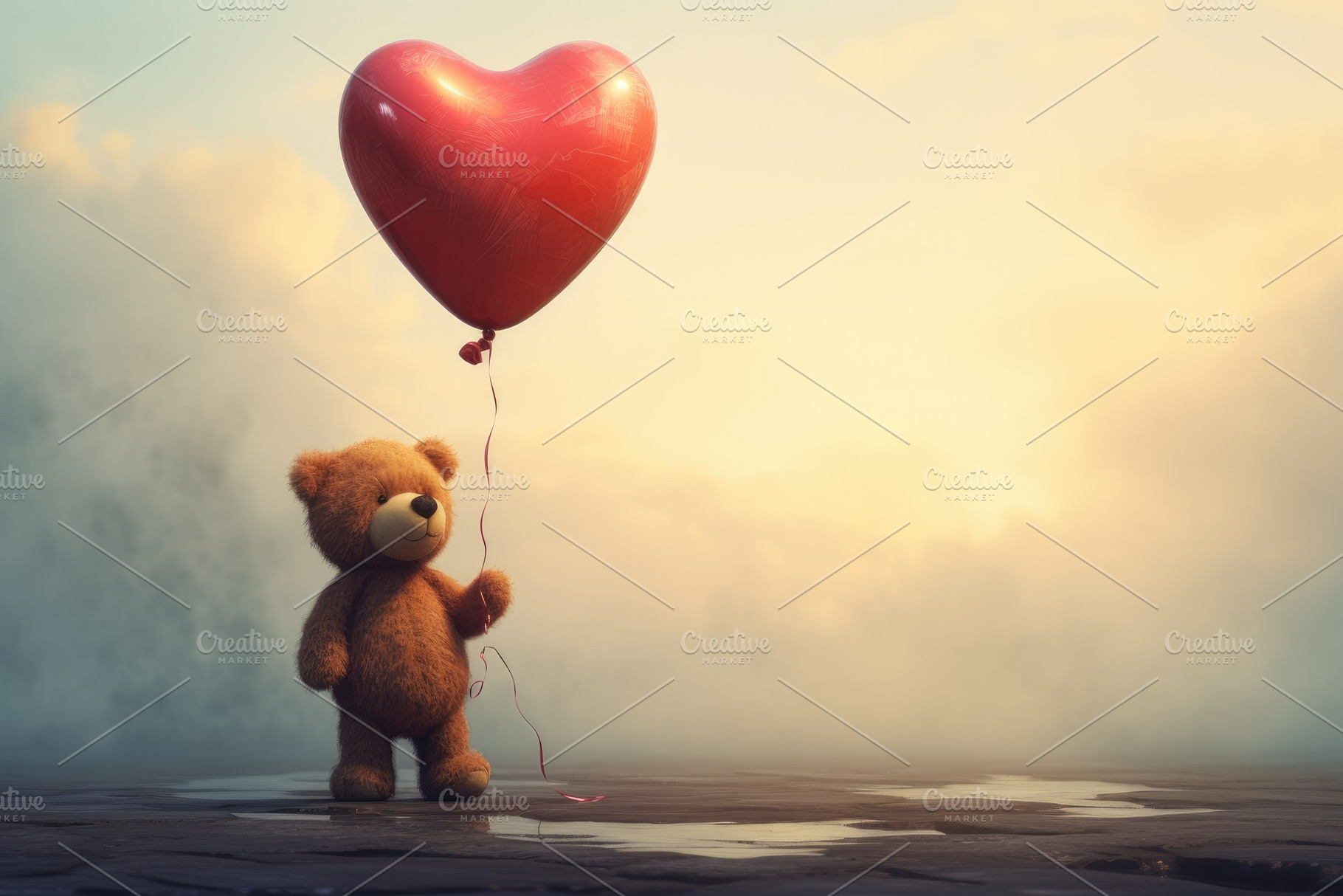 A cute teddy bear holds a heart-shap, a Photo by Iftikhar Alam