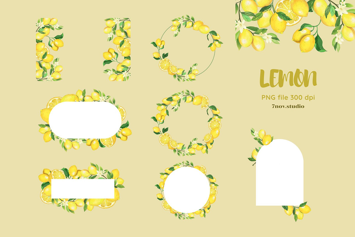 Lemon clip art, a Decorative Illustration by 7nov.studio (Photo 2 of 6)